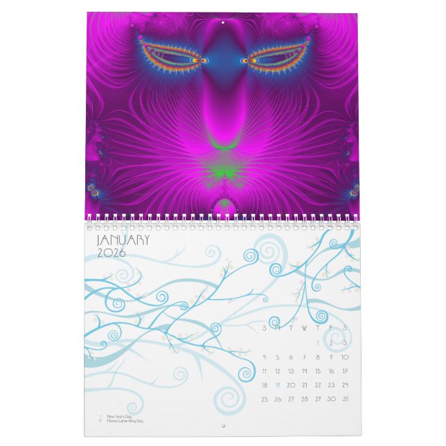 calendário da arte de um fractal de 18 meses (Jan 2026)