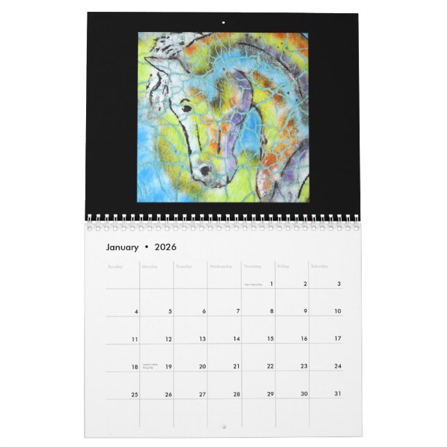 Calendário da arte do cavalo (Jan 2026)