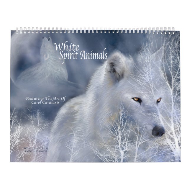 Calendário da arte dos animais do espírito branco (Capa)