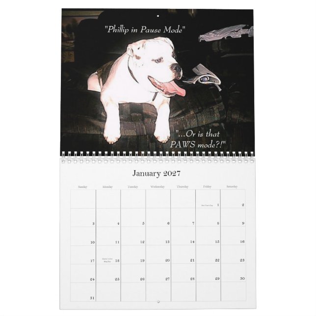 Calendário da cama & do pequeno almoço (Jan 2027)