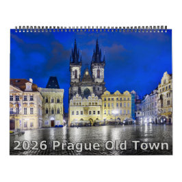 Calendário da Cidade Velha de Praga à Noite 2026