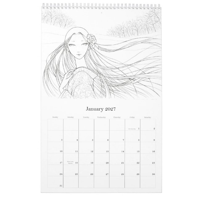 Calendário da coloração da fantasia (Jan 2027)