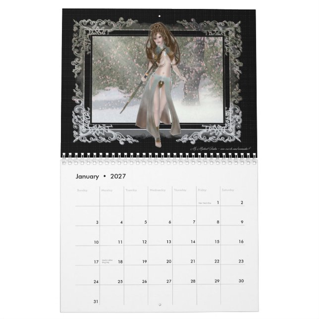 Calendário da fantasia 2011 dos duendes (Jan 2027)