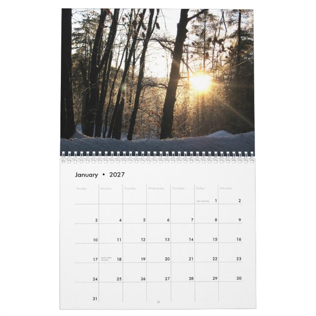 Calendário da fotografia de Nova Inglaterra (Jan 2027)