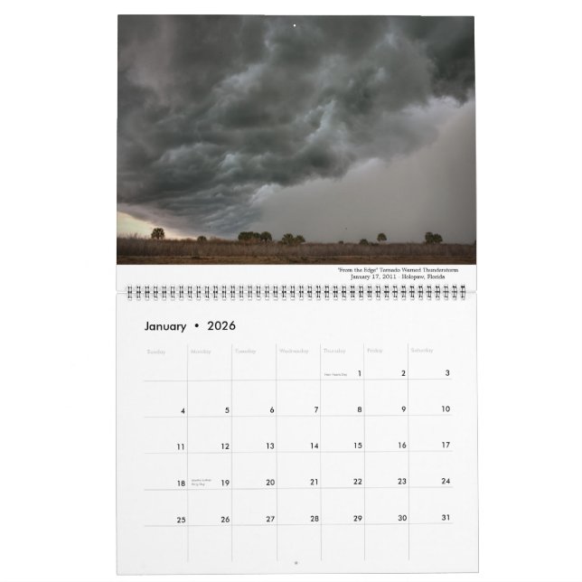 Calendário da fotografia do temporal (Jan 2026)