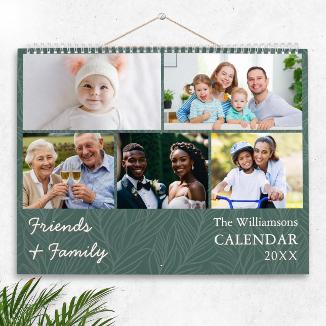 Calendário da Galeria de Fotografias Múltiplas da  (A stylish 12-month calendar to personalize with favorite photos of your friends and family)