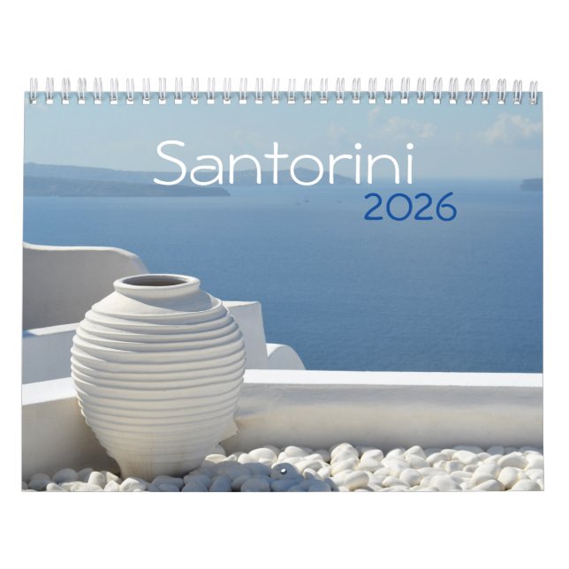 Calendário da Ilha Grega Santorini 2026 (Capa)