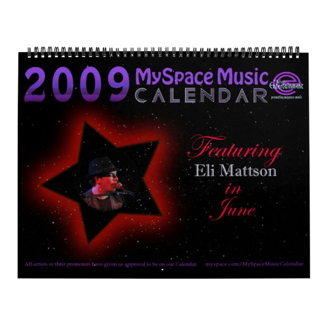 CALENDÁRIO da MÚSICA de 2009 MYSPACE que (Capa)