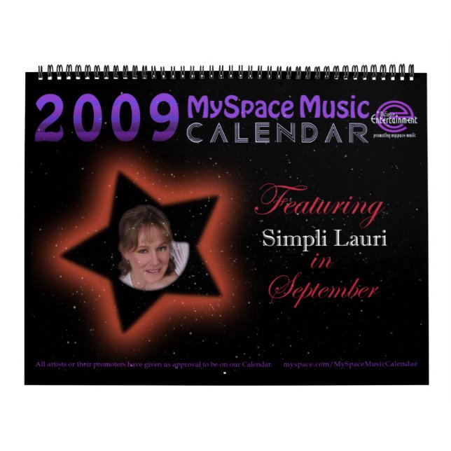 CALENDÁRIO da MÚSICA de 2009 MYSPACE que (Capa)