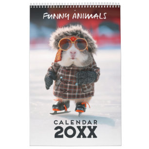 Calendário da Parede das Cenas dos Animais Engraça