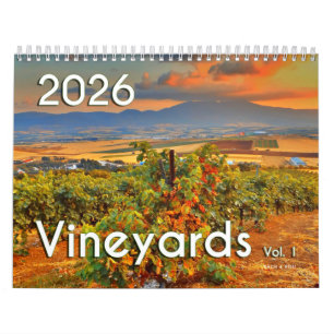 Calendário da Parede do Vinho de 2026 - Vineyards,