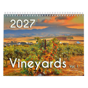 Calendário da Parede do Vinho de 2026 - Vineyards,