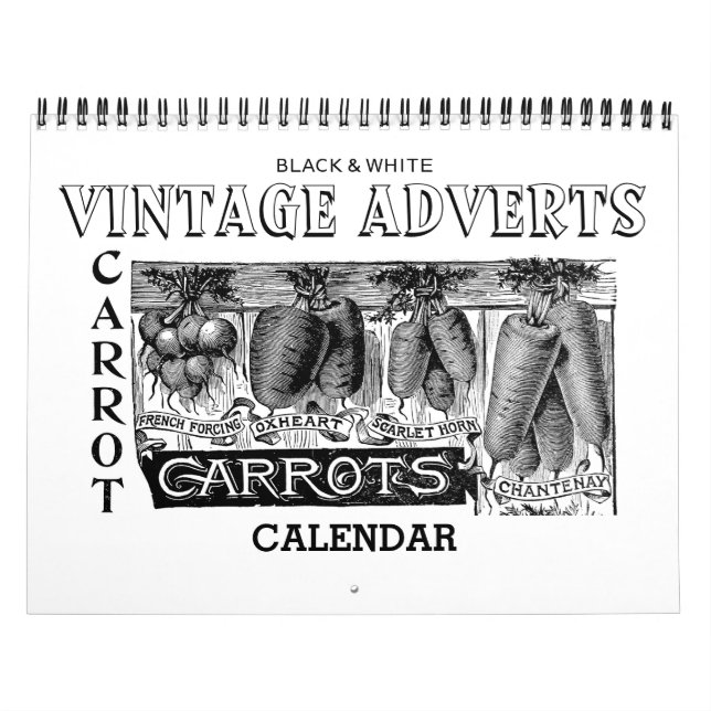 Calendário da propaganda do vintage em preto e (Capa)