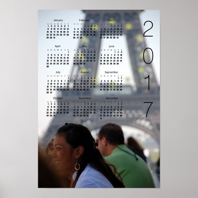 Calendário da Torre Eiffel Poster 2017 (Frente)