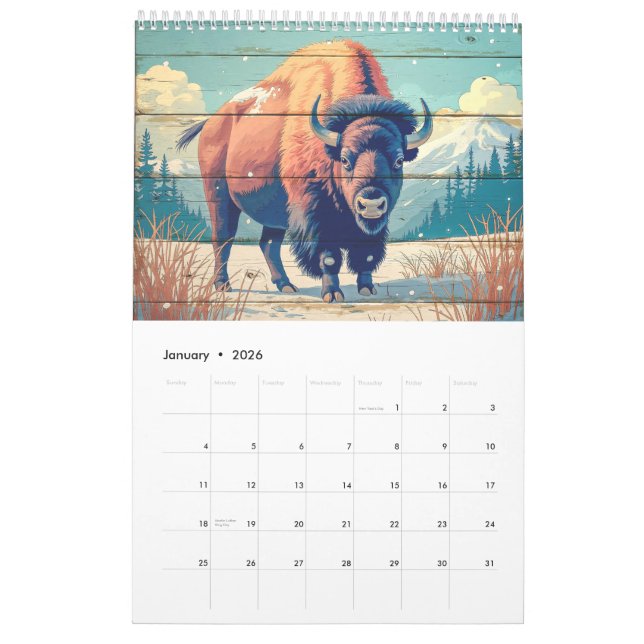 Calendário da Vida Selvagem de Yellowstone (Jan 2026)