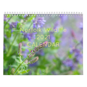 Calendário da vida selvagem Norfolk com flores e a