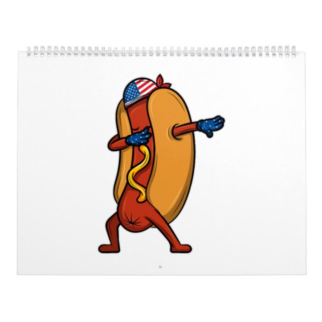 Calendário Dabbing Hot Dog Wiener 4 de julho Dia da Independê (Capa)