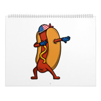 Calendário Dabbing Hot Dog Wiener 4 de julho Dia da Independê