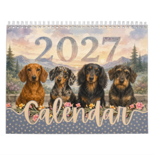 Calendário Dachshund Cachorro Salsicha Aquarela Caprichosa 20