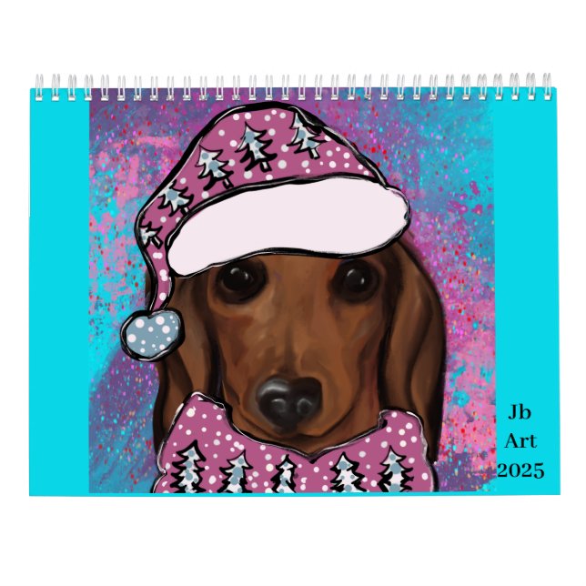 Calendário Dachshund Vermelho  (Verso)