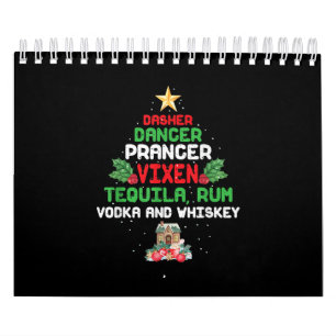 Calendário Dançarino da Árvore Prancer Vixen Tequila Whiskey