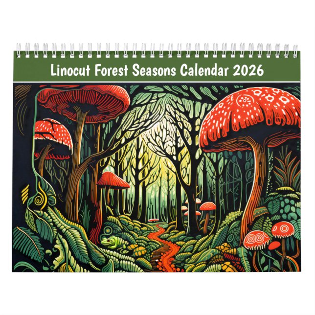 Calendário das Estações da Floresta em Linoleograv (Capa)