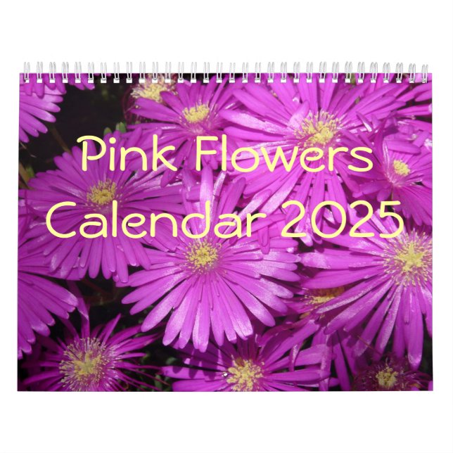 Calendário das Flores Rosa 2025 com Números Grande (Capa)