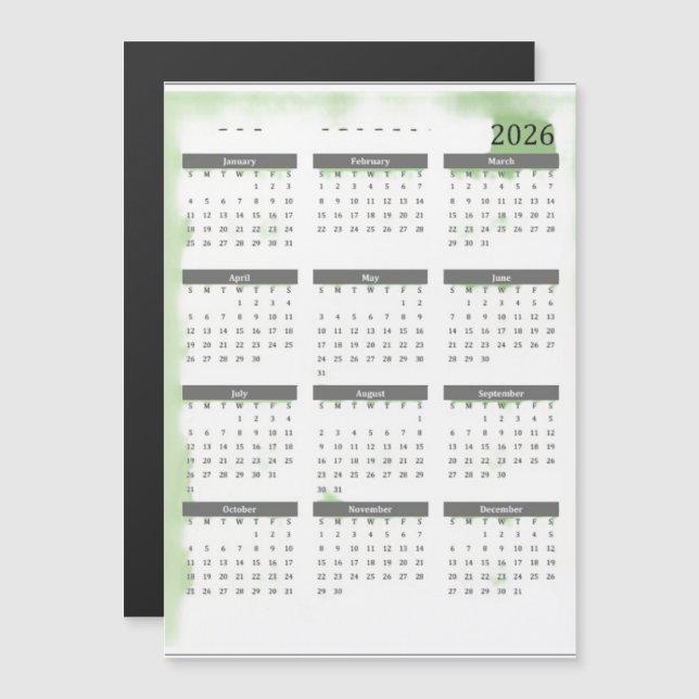 Calendário de 12 Meses 2026 (Frente/Verso)