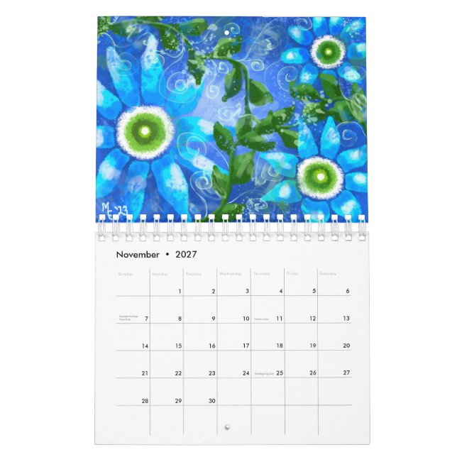 Calendário de 12 Meses com Abstrato de Fios Quimol (Nov 2027)
