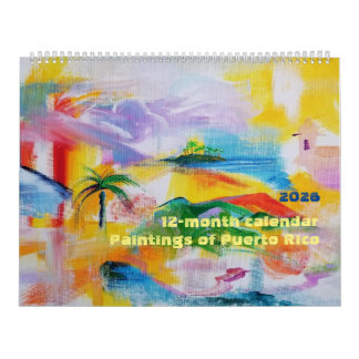 Calendário de 12 meses de Porto Rico de 2026