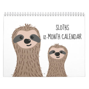 Calendário de 12 Meses de Preguiças Fotografias de