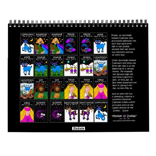 CALENDÁRIO DE 12 MESES ZODIAC (Verso)