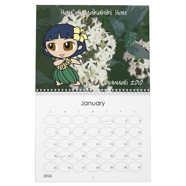 Calendário de 2010 "Aloha Honys" (Jan 2026)