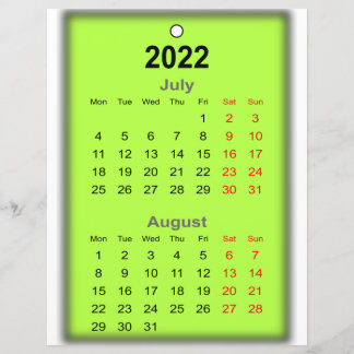 Calendário de 2022 Impressão de julho de ..
