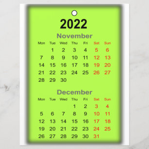 Calendário de 2022 Impressão de novembro de ..