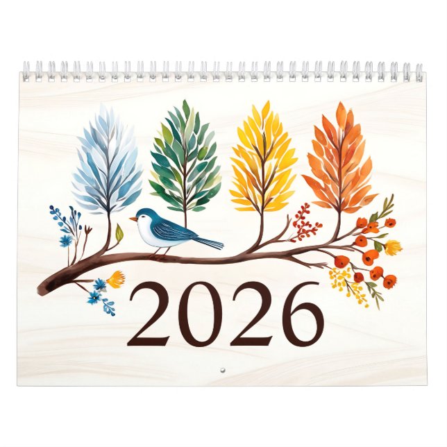 Calendário de 2026 com aves (Capa)