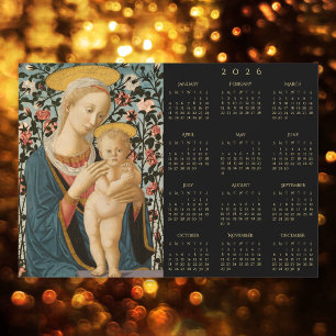 Calendário de 2026 da Madonna e Menino Jesus Virge
