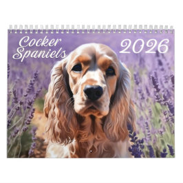 Calendário de 2026 do Cocker Spaniels