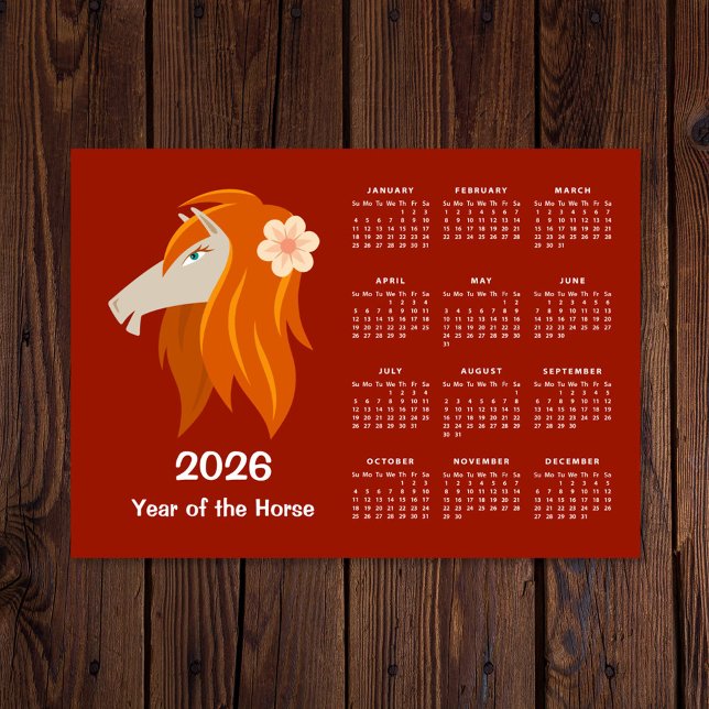 Calendário de 2026 do Zodiac Horse 2026, Ano Novo  (Criador carregado)
