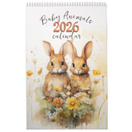 Calendário de 2026 para Bebês de Aquarela