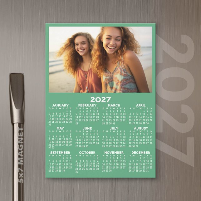 Calendário de 2027 com Ímã Minimalista Moderno com (2027 Calendar Magnet)
