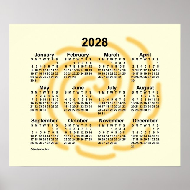 Calendário de 2028 Sunny Dias por Janz Poster (Frente)