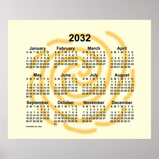 Calendário de 2032 Sunny Dias por Janz Poster (Frente)