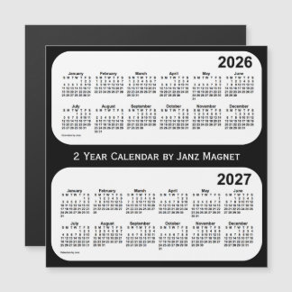 Calendário de 2 anos preto e branco 2026-2027 por 