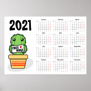 Calendário de Abraços Gratuitos 2021 Poster - iníc