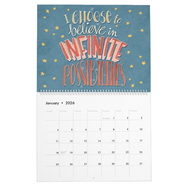 Calendário de Afirmações "Escolho" (Jan 2026)