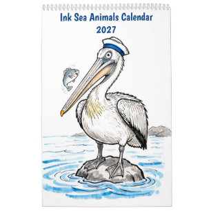 Calendário de Animais do Mar de Tinta 2027 – Ocean