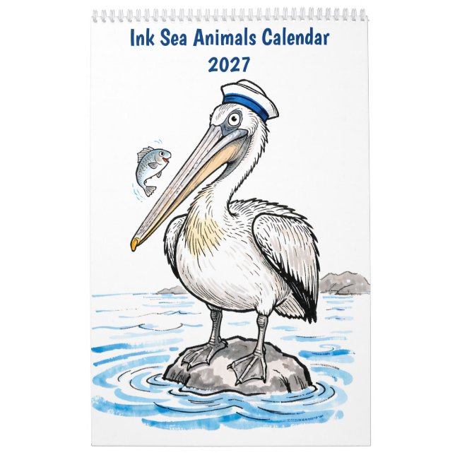 Calendário de Animais do Mar de Tinta 2027 – Ocean (Capa)