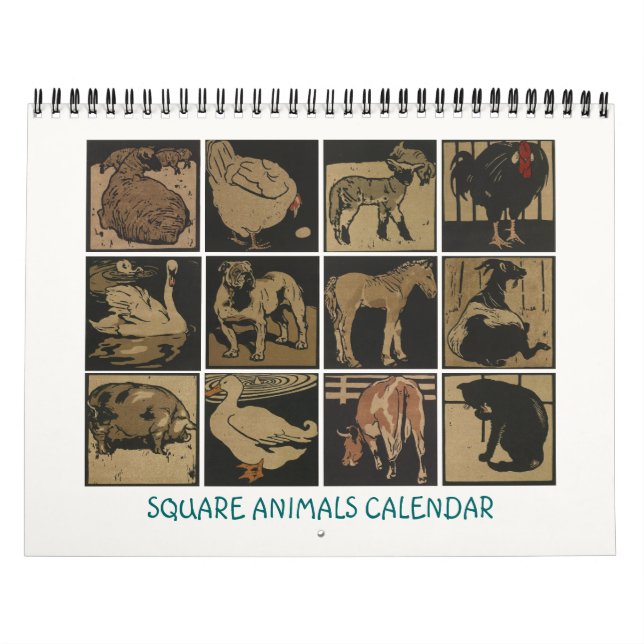 Calendário de Animais Quadrados - Desenhos do Barn (Capa)