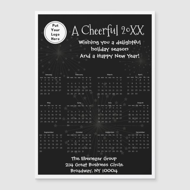 Calendário de Ano de Cheio Magnético Elegante Pret (Frente)